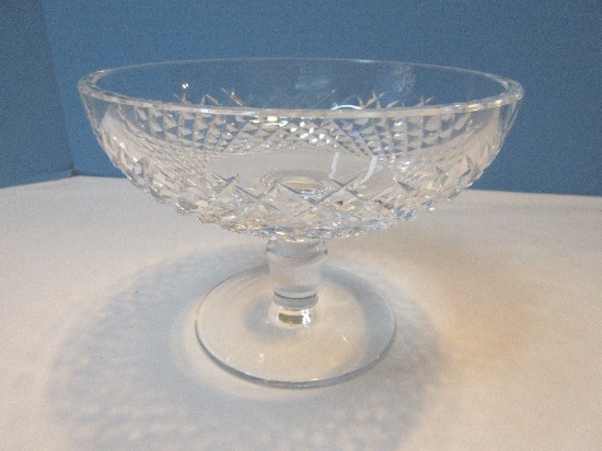Exquisite Waterford Crystal Alana Pattern Cut Cross Hatch Design 6 1/2" Round Compote