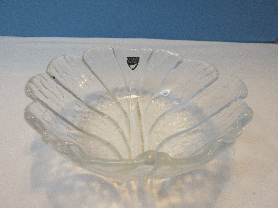 Orrefors Sweden Crystal Eden Pattern Embossed Leaf Design 5 1/2" Small Fruit Dessert Bowl
