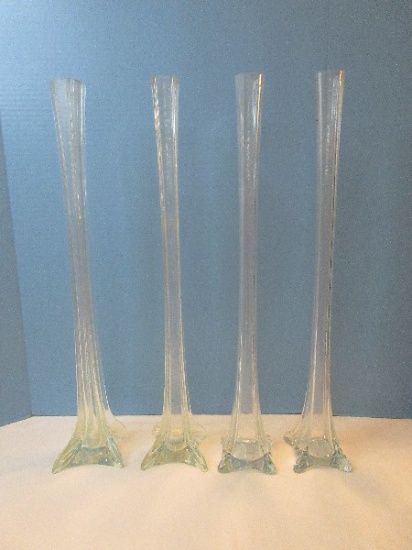 Set - 4 Clear Glass 24" Eiffel Tower Vases