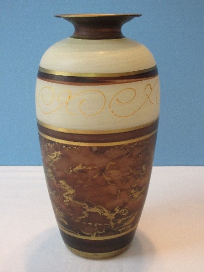 Elegant M.B. Arte Murano Hand Blown Studio Italian Art Glass Hand Embellished 10" Vase