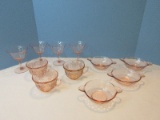 Pink Depression Glass Collection 4 Anchor Hocking Diamond Optic Pattern 4 1/2