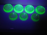 Hazel Atlas Collection 7 Depression Uranium Glass Green Furniture Coasters