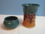 2 Pieces - Walt Glass Pottery 3 1/4