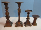 Vignette 4 Ornamental Resin Pillar Candle Stand Tuscan Revival Stylized Various Designs