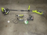 2 Ryobi Lithium & 18V Cordless Weed Eater Trimmer/Edger w/ Line, Cordless Drill