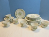 24 Piece - Noritake China Versatone Matchmaker Pattern Multicolor Floral Green Dinnerware