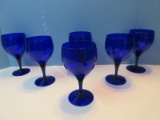 Set - 6 Cobalt Glass Hand Blown Iced Tea 6 3/8