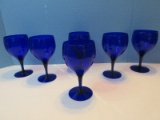 Set - 6 Cobalt Glass Hand Blown Iced Tea 6 3/8