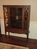 Splendid Antique Sheraton Style Walnut China Cabinet w/ Lower Dovetail Drawer