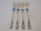4 Pieces - Classic Towle Sterling Old Master Pattern 1942 Glossy Finish Forks