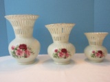 Set - 3 Baum Brothers Formalities Collection Victorian Rose Pattern Pink/Red Roses