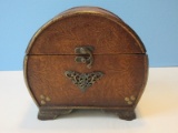 Charming Art Deco Style Trinket Box w/ Latch, Hinged Lid & Embossed Foliage Design