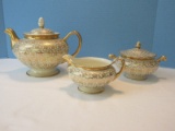5 Piece - Tea Set Homer Laughlin China Eggshell Nautilus Chintz Flower Pattern Iridescent
