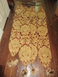 Set - 4 Cast Metal Triple Scroll Finial Banner Curtain Rods Gilted Distressed Patina