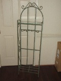 Bakers Rack w/ 4 Swivel Arm Towel Bars/Pots & Pans Glass Shelves Scrollwork Design