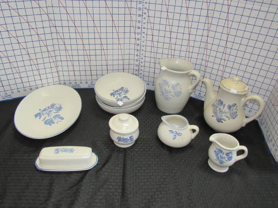 Vintage Pfaltzgraff Blue Flower Ceramic Stoneware Lot