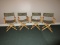 Set 4 Director Folding Chairs Natural Wood W/USMC Digital Woodland Camo Backrest/Seat