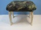 Stool with Camo Tufted Padded Top Base Distressed Craquelure Finish