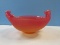 Studio Art Glass Footed Free Form Modern Bowl Pink Orange Ombre