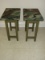 Pr. Rustic Woodland Camo Covered Side Tables Painted Base 22 1/2