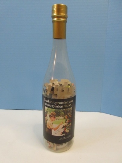 US Women Marines "We Don't Promise You a Rose Garden Either" Puzzle in Plastic Wine Bottle