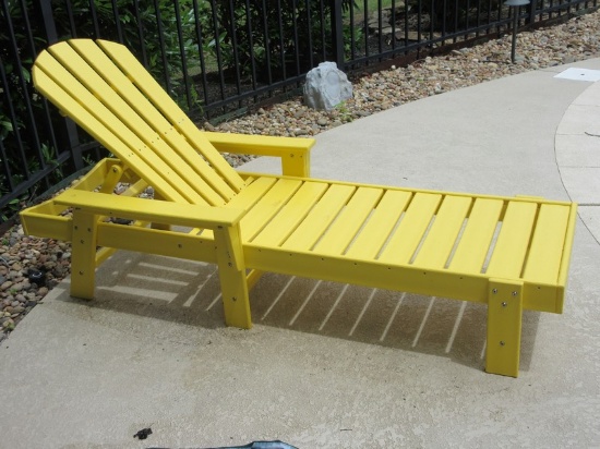 Polywood South Beach Collection Chaise Lounge Lemon Yellow w/Adjustable Back & Cover