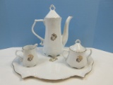 Coffee 6 Pc Set Nicole St. Germain Sullivan Creation Faience Custom Military USMC Emblem