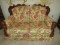 Early American Style Loveseat Floral Botanical Yellow Background Upholstery Tufted Back