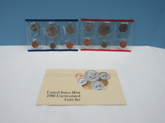 United States Mint 1988 Uncirculated Coin Set with Denver and Philadelphia Mint Mark