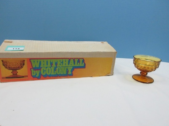 8 pc. Colony Whitehall Gold Pattern Harvest Golf Cube Design Pressed Glass