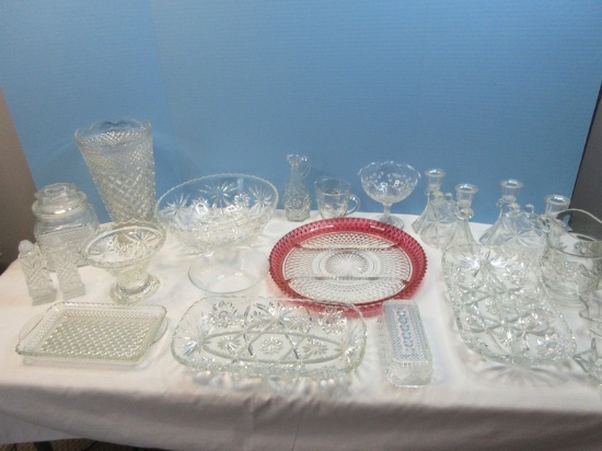 Pressed Glass Collection Anchor Hocking Precut Pattern 10 1/2" Salad Bowl