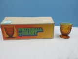 8 pc. Colony Whitehall Gold Pattern Harvest Golf Cube Design Pressed Glass