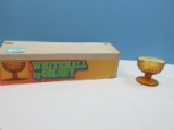 8 pc. Colony Whitehall Gold Pattern Harvest Golf Cube Design Pressed Glass
