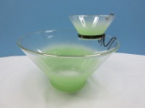 Vintage 2 pc. Retro Blendo Frosted Lime Green Chip and Dip Bowl Set