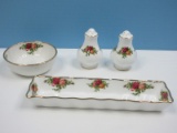 4 pcs. Royal Albert Bone China Old Country Roses Pattern Pair 3 1/4