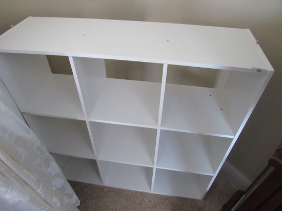 3x3 White wooden cubicle