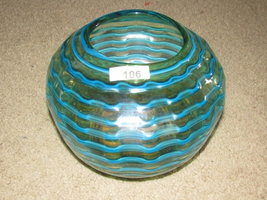 Blue Swirl design Glass Bowl