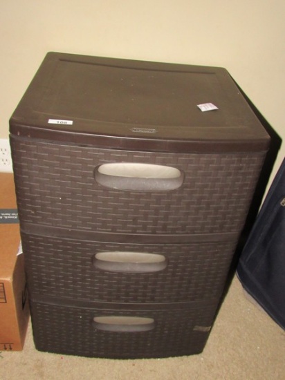 Sterilite Brown faux woven 3 drawer Plastic storage Bin
