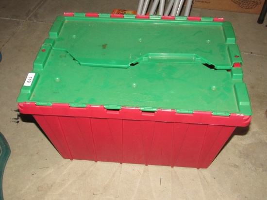 Red Plastic storage bin