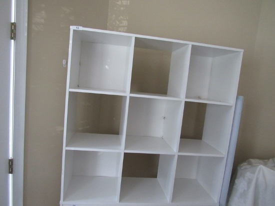 3x3 White wooden cubicle