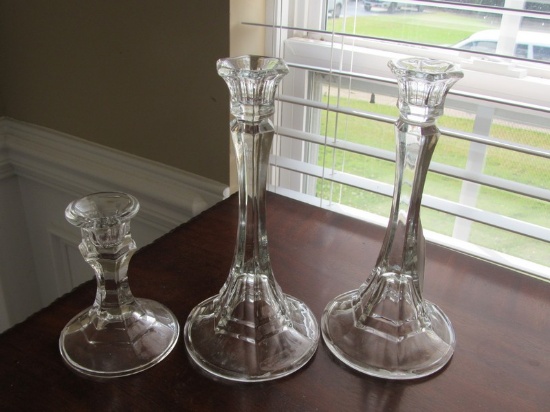3 Glass Candle Sticks