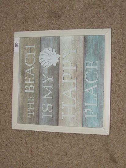"The beach is my happy place" picture in wooden frame