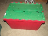 Red Plastic storage bin