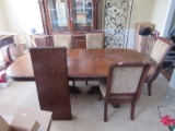 Bernhardt Grand Savannah Mahogany-Stained Dining Room Table & 8 chairs w/2 pedestal base & 2 Leaves
