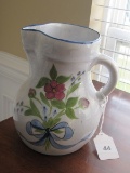 N.S. Gustin Co. Hand decorated Floral design Ceramic Pitcher