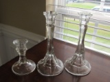 3 Glass Candle Sticks