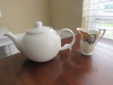 Price & Kensington White ceramic teapot/ Noritake Floral design creamer cup