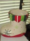 Holiday Elegance White Ceramic Christmas Boot
