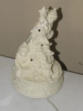 Children topping Christmas tree Porcelain light