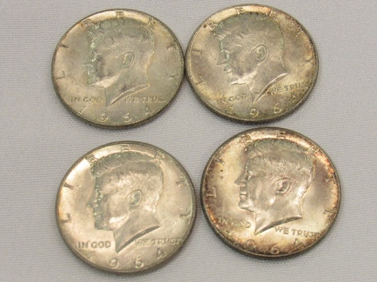 4  1964 Kennedy Half Dollars